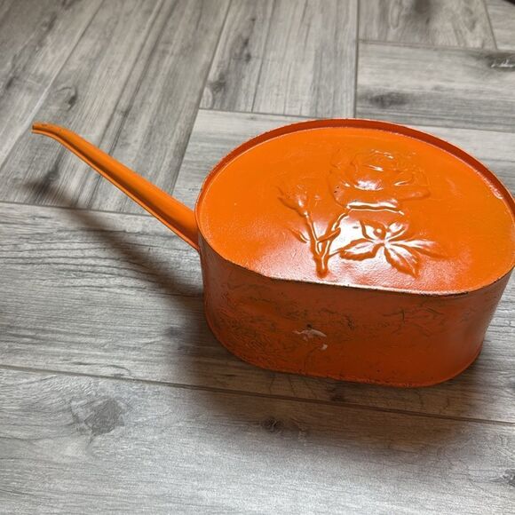 VINTAGE Rose Flower Orange Watering Can - Picture 11 of 11